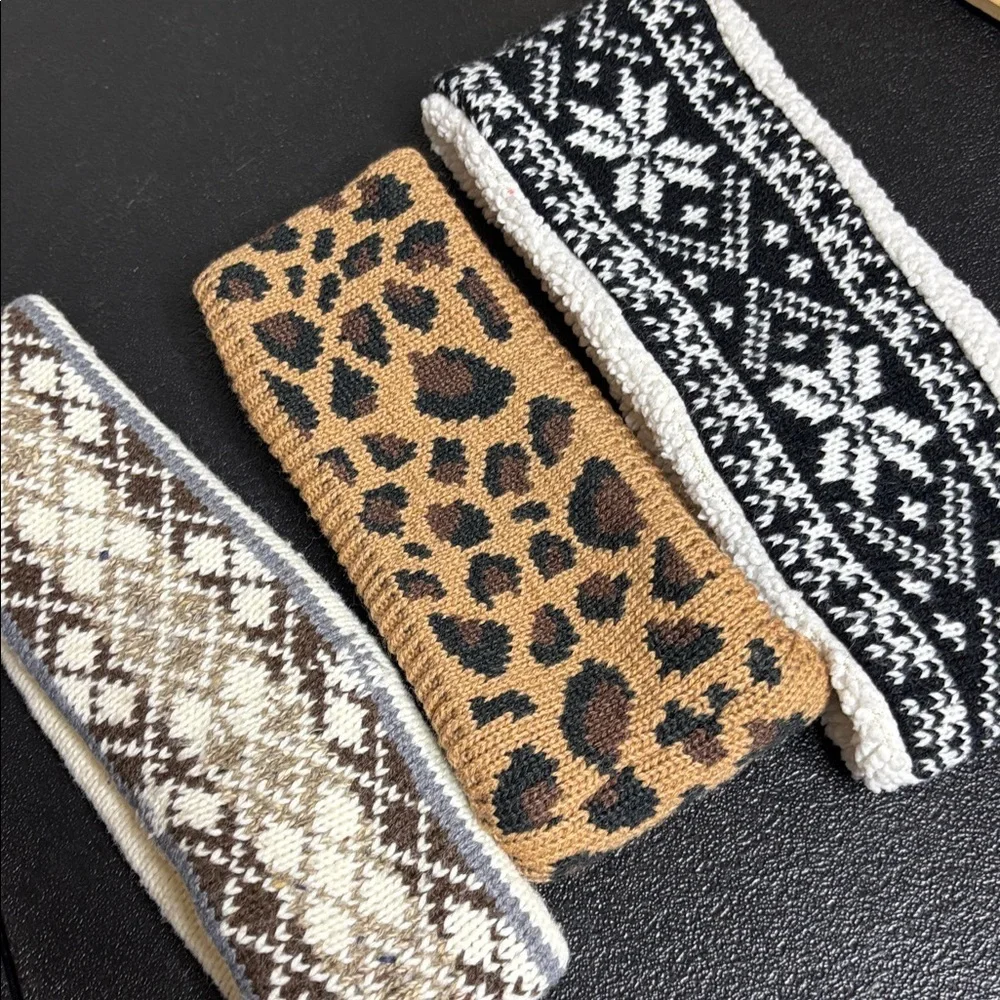 Stylish Knitted Headbands - Black, Brown, Tan